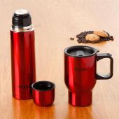 MUG TRAVEL 2PC DOUBLE WALL RED